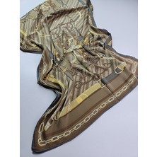 Lüks Vual Ipek Şal Fular Zincir Desen Çift Taraflı 70 x 180 cm