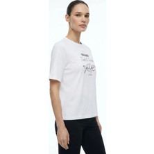 Ted Baker Beyaz Kadın Baskılı Bisiklet Yaka %100 Pamuk T-Shirt TBWRTS1054