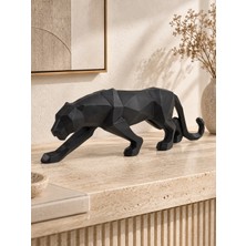 Nixa Geometrik Siyah Panter Dekoratif Obje Kubik Kaplan Obje– 45 cm