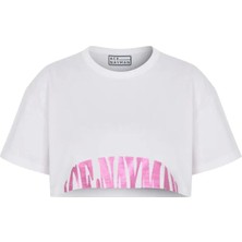 Ace Nayman Beyaz Kadın Baskılı Crop T-Shirt 301137