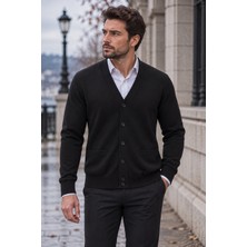 Beyome Erkek %100 Cotton V Yaka Düğmeli Hırka-Süveter Yandan Cepli Triko Günlük Şık Rahat Kesim