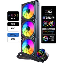 Gametech AHD360 Argb Aynalı Fan 360MM Sonsuzluk Aynalı Siyah Sıvı Soğutma