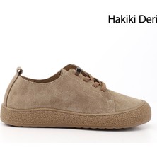 Gönderi(r) Kadın Vizon Süet  Bağcıklı Hakiki Deri Sneaker