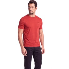 Paul & Shark Erkek Normal Kalıp Yuvarlak Yakalı Logo Etiketli Pamuklu Kısa Kollu Kırmızı T-Shirt 16311648-636