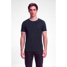 Paul & Shark Erkek Regular Fit Yakası Desenli Metalik Logo Detaylı Kısa Kollu Lacivert T-Shirt 16311603SM-050