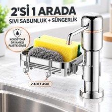 Valkyrie 2’si 1 Arada Mutfak Sıvı Sabunluk ve Süngerlik Seti Tezgah Üstü Pompalı Dispenser 360° Döner