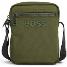 Boss Erkek Kabartma Logolu Fermuar Kapamalı Uzun Askılı Haki Omuz Çantası 50567814-347
