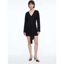 Cotazur Siyah Kadın V Yaka Slim Fit Elbise VSC61102 -S