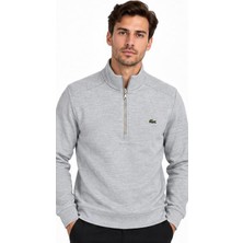 Lacoste Fermuar Yaka  Gri Regular Fit  Uzun Kol