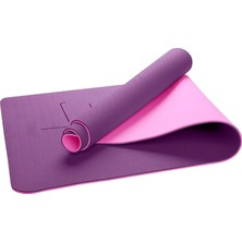 Multiflexpro Çevre Dostu Pilates Minderi Hizalamalı 8mm Tpe Yoga Matı Çift Taraflı Kaydırmaz Pilates Minderi