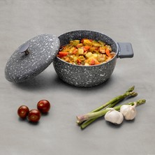 Emsan Perge 24 cm Döküm Derin Tencere Granit Kaplama Ergonomik Sap ile Kolay Temizlik