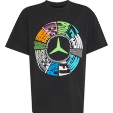 Adidas Siyah Erkek Çocuk Bisiklet Yaka Baskılı T-Shirt KR9683 Mer Lon Tee Y