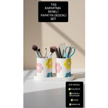 El Yapımı Renkli Papatya Desenli 3'lü Taş Kabartma Set, Çok Amaçlı Organizer