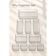 10'lu Şeffaf Çekmece Içi Organizer Seti, 4 Farklı Boy Düzenleyici