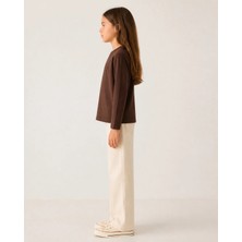 Fasıla Giyim Kahve Unisex Çocuk Uzun Kollu Basic Tişört - Okula Dönüş Kombini