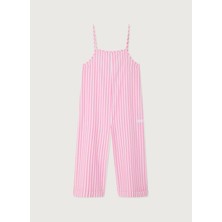 American Vintage Pembe Kadın Çizgili %100 Pamuk Tulum VEX12AE26