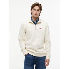 Tommy Jeans Bej Erkek Sweatshirt DM0DM23200AEF Tjm Reg Badge Qz Ext