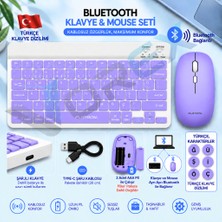 Vorex PL-388 Bluetooth Türkçe Q Mini Klavye Mouse Seti Şarjlı Klavye Pilli Mouse