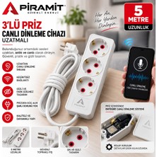Global Teknik 3'lü Priz Canlı Dineleme Cihazı 5 Metre Uzatma Kesintisiz Güç Şarj Sorunu Yok
