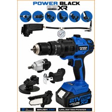 Power Black Profesyonel 7 Başlıklı Set 21 V Vidalama Taşlama Somun Sıkma Tilki Kuyruğu Budama Hava Pompası