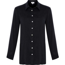 Saraskla Siyah Kadın Gömlek UST-SS26-CUP-BLK-010