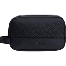 Tommy Hilfiger Siyah Erkek Traş Çantası Th Nylon Jacquard Washbag