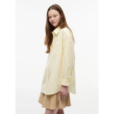 Tommy Jeans Sarı Kadın Çizgili Gömlek DW0DW229360FP