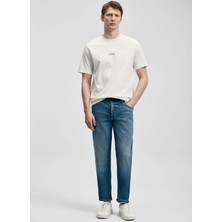 Lufian Lufıan Kırık Beyaz Erkek Slim Fit Logo Baskılı T-Shirt Marcus