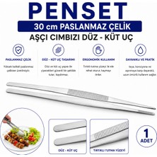Labolist Penset 30 cm Paslanmaz Çelik - Aşçı Cımbızı Düz-Küt Uç