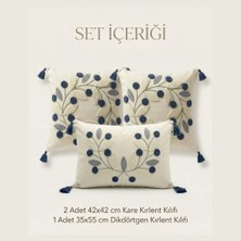 Destiva Home Punch Nakışlı Dekoratif Kırlent Seti 2 Kare 1 Dikdörtgen Kırlent Kılıfı 3lü Boho Modern Salon Seti