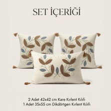 Destiva Home Punch Nakışlı Dekoratif Kırlent Seti 2 Kare 1 Dikdörtgen Kırlent Kılıfı 3lü Boho Modern Salon Seti