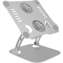Daytona ST-801 Çift Fanlı Alüminyum Katlanabilir Laptop Standı Apple Uyumluluğu ile Gümüş Renk