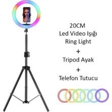 Asfal RGB Işık Çok Renkli LED Make Up Selfie Işığı 210 cm Tripot Telefon Tutucu ile Ayarlanabilir