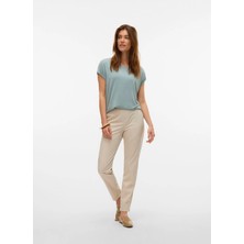 Vero Moda Mavi Kadın Bisiklet Yaka T-Shirt 10284468-154706 Tcx