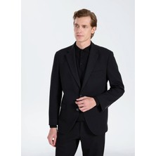 Altınyıldız Classics Siyah Erkek Mono Yaka Regular Fit Armürlü Ceket ACE004271033
