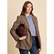 Brooks Brothers Kahverengi Kadın Regular Fit Balıksırtı Ceket BBFW26FBL008