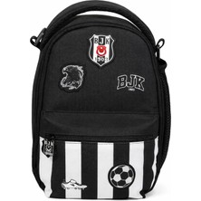 Beşiktaş Siyah Erkek Çocuk Beslenme Çantası 26377-BEŞİKTAŞ Dokuma Etiket ve Bas