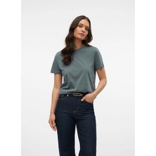 Vero Moda Yeşil Kadın Bisiklet Yaka T-Shirt 10316991-185606 Tcx