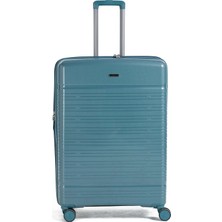 Fabrika Mavi Çekçekli Sert Valiz FAB-5272 75 cm Valiz Büyük