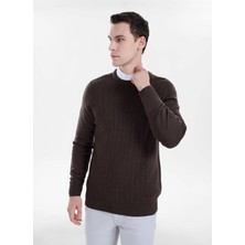 Altınyıldız Classics Kahverengi Erkek Bisiklet Yaka Jakarlı Kazak ACE045271187