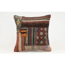 Kilim Wholesale El Yapımı Kilimden Yapılmış Vintage Kırlent Kılıfı, Yün, 40X40 cm