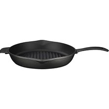 Uravas Store Lava Döküm Yuvarlak Izgara Tava, Metal Kulplu, Konkav Taban, 28 cm