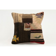 Kilim Wholesale El Yapımı Kilimden Yapılmış Vintage Kırlent Kılıfı, Yün, 40X40 cm