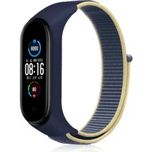 Uravas Store Xiaomi Mi Band 4 Hasırlı Cırtcırtlı Kordon - Sarı-Lacivert