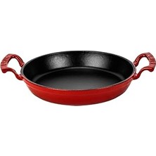 Uravas Store Lava Döküm Yuvarlak Sahan Döküm Demir Yekpare Çift Kulplu ÇAP(Ø)24CM. Kırmızı