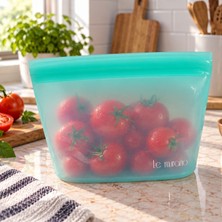 Le Murano Lush 1000 ml Hava ve Sıvı Sızdırmaz Kilitli Silikon Saklama Torbası, %100 Platinum Silikon, Bpa Free, Mikrodalga ve Dondurucu Uyumlu, Tekrar Kullanılabilir Gıda Saklama Poşeti, LM0010/12