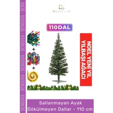 Denguva Kutulu Süsleme Seti Yılbaşı Çam Ağacı Renkli Işığı Yeni Yıl 2025 Süsleri Noel Paketi 110 cm 110 Dal