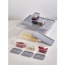Follow Me 8 Parça Organizer Saklama Kabı - Buzdolabı ve Kahvaltılık Düzenleyici Gri -FM111604gri