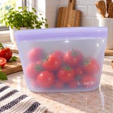 Le Murano Lush 1000 ml Hava ve Sıvı Sızdırmaz Kilitli Silikon Saklama Torbası, %100 Platinum Silikon, Bpa Free, Mikrodalga ve Dondurucu Uyumlu, Tekrar Kullanılabilir Gıda Saklama Poşeti, LM0010/12