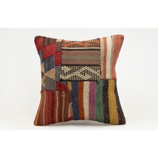 Kilim Wholesale El Yapımı Kilimden Yapılmış Vintage Kırlent Kılıfı, Yün, 40X40 cm